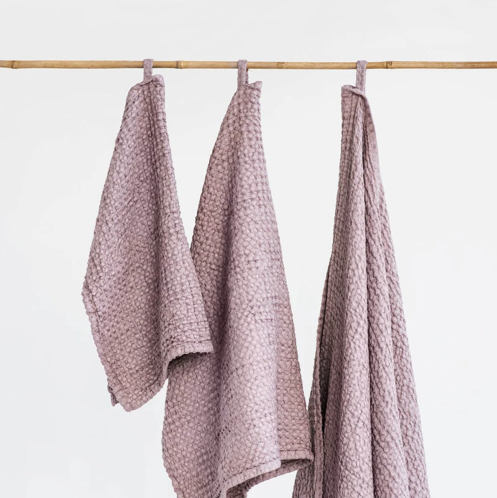 Flax Linen Wafle Bath Towel Set (3-pcs) | Woodrose