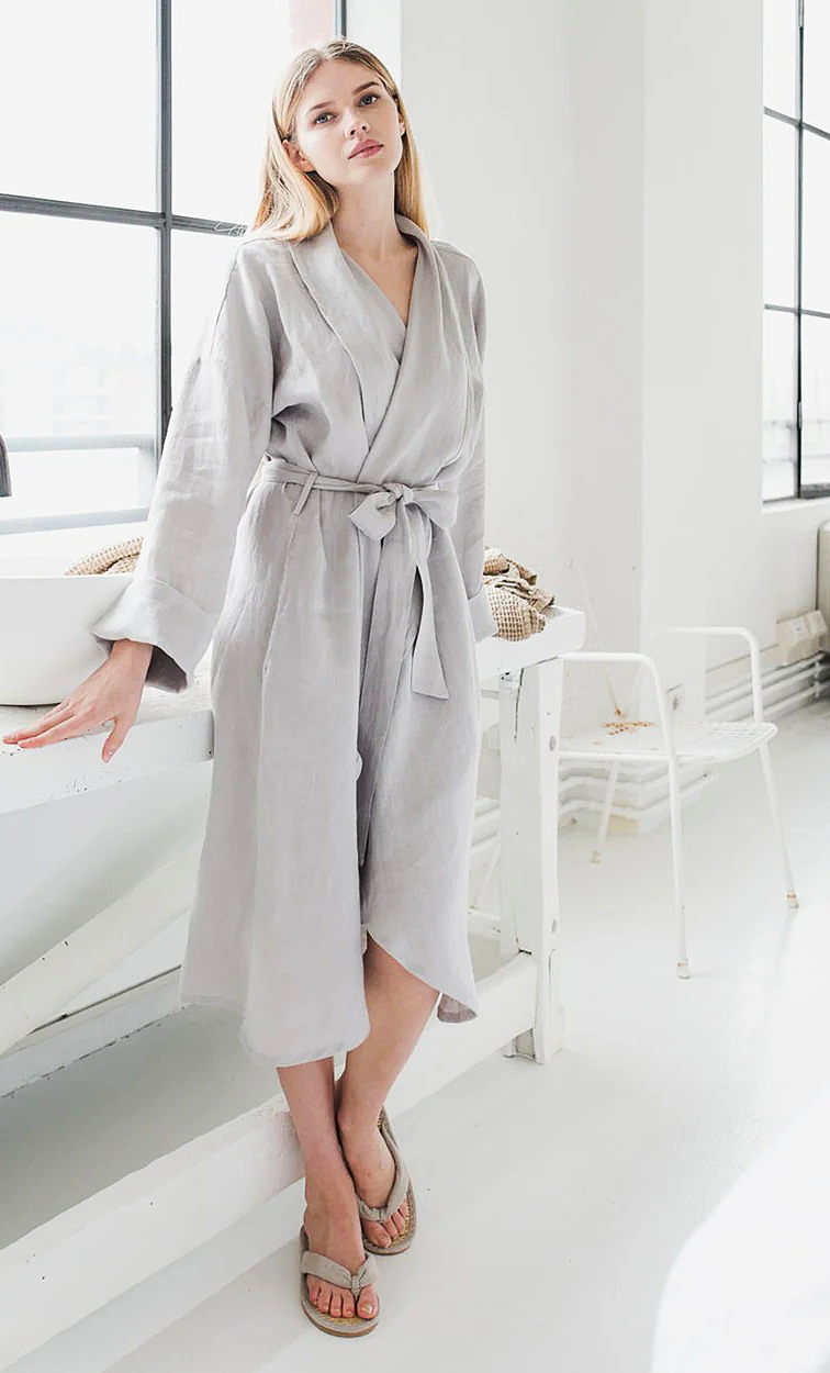 Pure Linen Bathrobe for Women