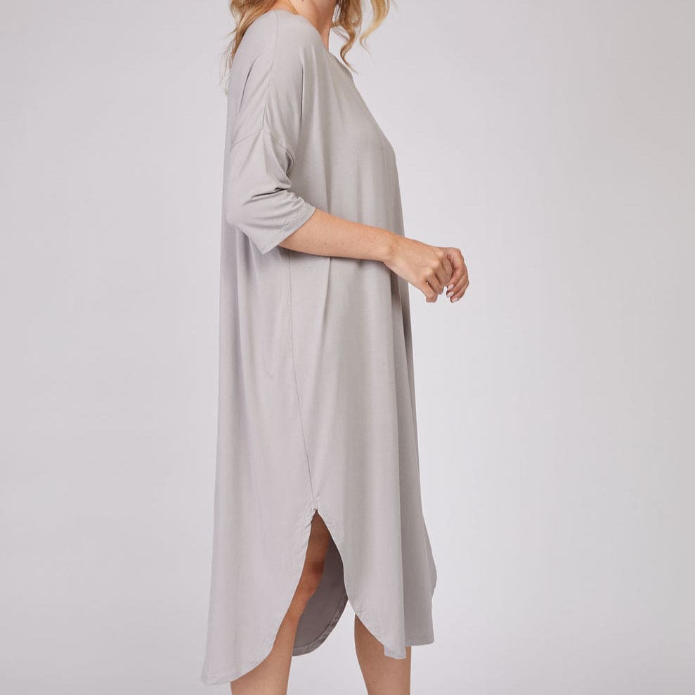 Full-Length Bamboo Lounge Shirt or Nightgown Loungewear Sterling Blue / Small - SHOO-FOO, comfort of natural fibers