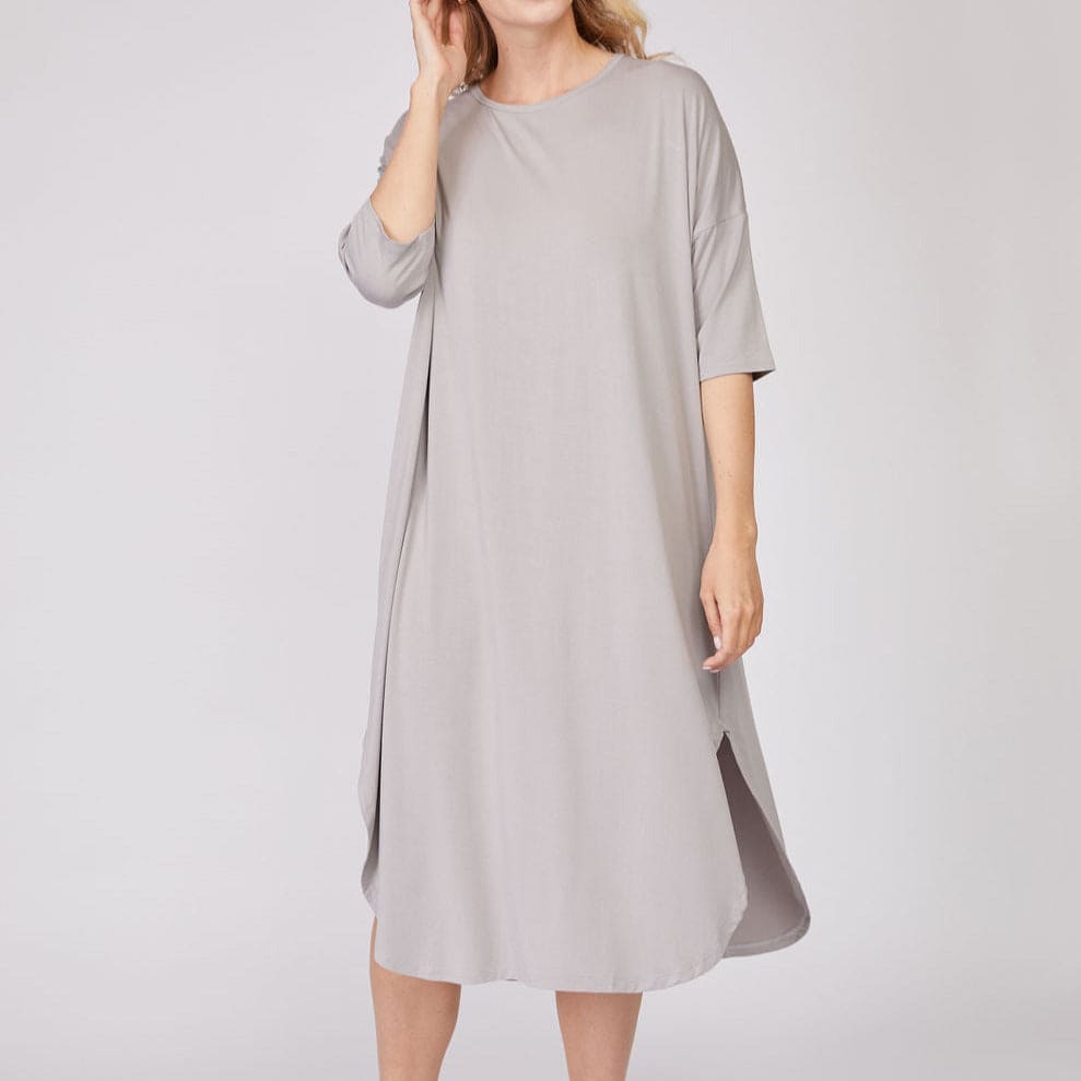 Full-Length Bamboo Lounge Shirt or Nightgown Loungewear Ash Grey / Small - SHOO-FOO, comfort of natural fibers