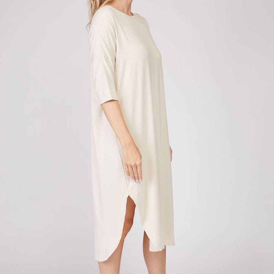 Full-Length Bamboo Lounge Shirt or Nightgown Loungewear Cloud Ivory / Small - SHOO-FOO, comfort of natural fibers