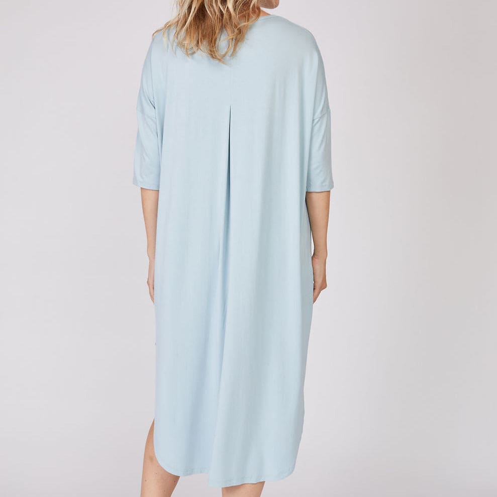 Full-Length Bamboo Lounge Shirt or Nightgown Loungewear Sterling Blue / Small - SHOO-FOO, comfort of natural fibers