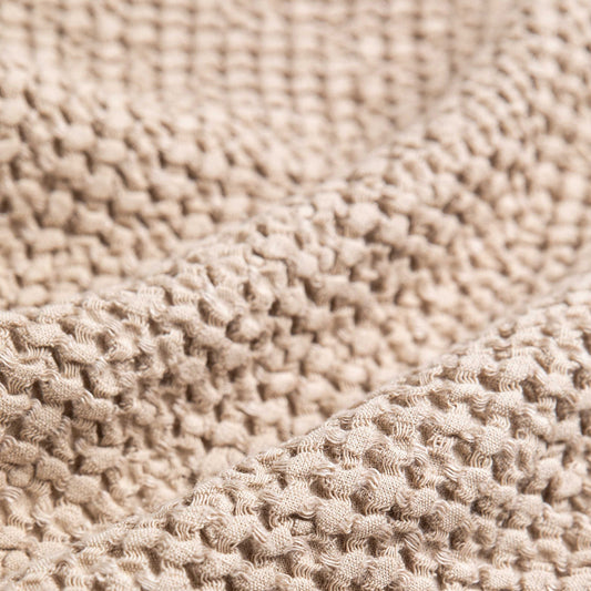 Flax Linen Wafle Bath Towels Set (3-pcs) | Natural Linen (beige) Flax Linen Waffle Towels Set Beige - SHOO-FOO, comfort of natural fibers