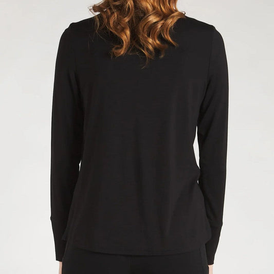 Bamboo Long Sleeve Funnel-Neck Shirt crop top long sleeve shirt Black / Small - SHOO-FOO, comfort of natural fibers