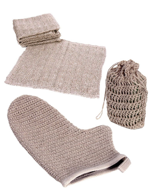 Hemp Bath Time Bundle | Scrub Glove, Washcloth, Soap Holder hemp bath items Default Title - SHOO-FOO, comfort of natural fibers