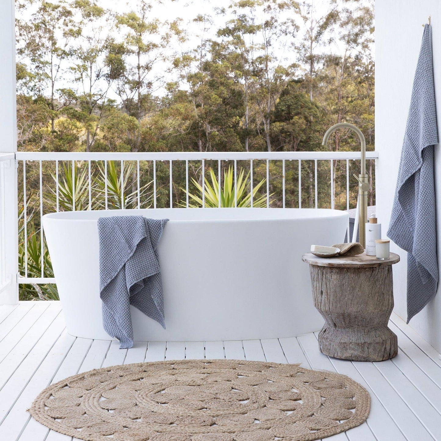 Flax Linen Wafle Bath Towels Set (3-pcs) | Light Gray Flax Linen Waffle Towels Set Light gray - SHOO-FOO, comfort of natural fibers