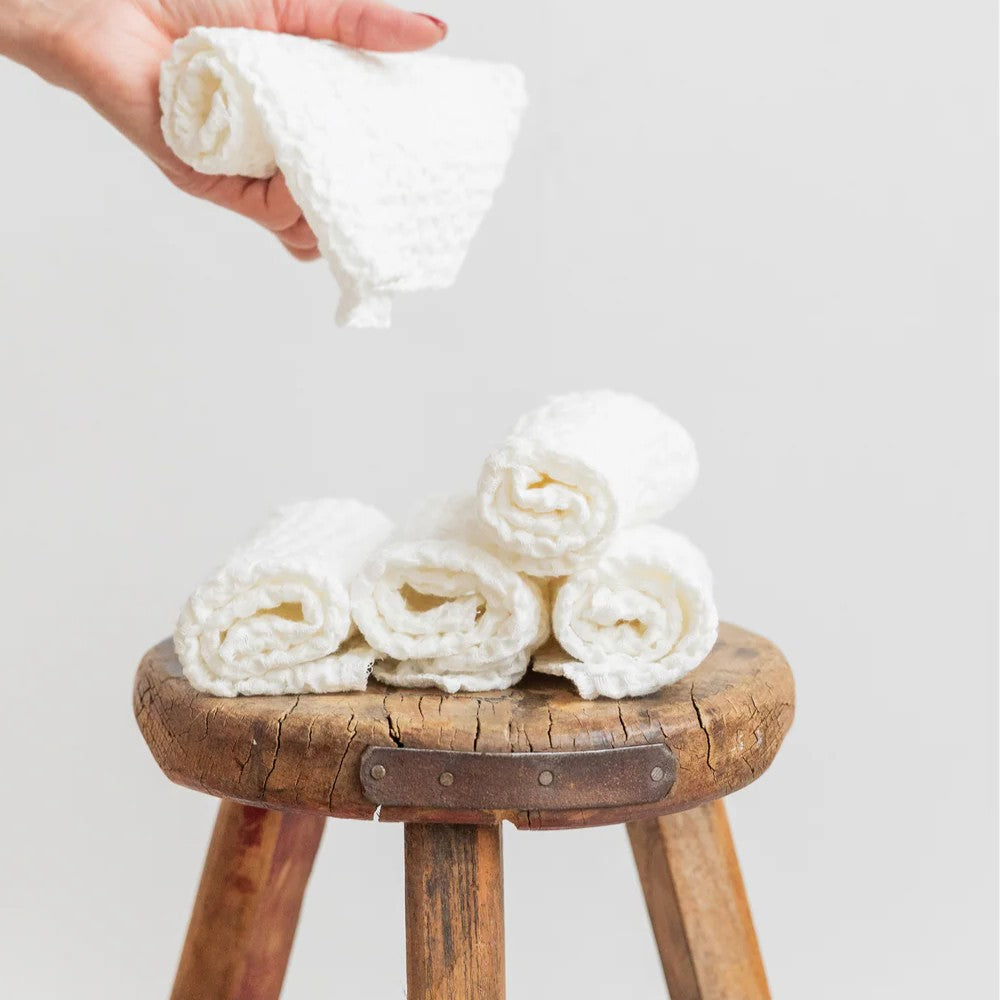 Sustainable Flax Linen Washcloths for Everyday Self-Care | Set of 5