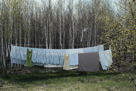 bamboo sheets hanging in fresh air; laundrys tips for organic bamboo sheets