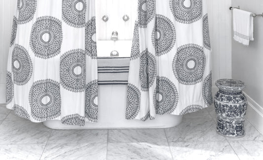 hemp shower curtain over bathtub 
