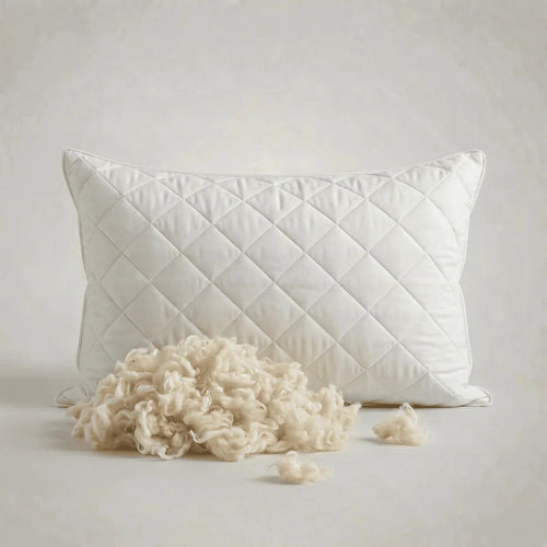 white pillow with canadian wool filling 