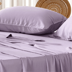 Lavender Bamboo Bed Sheets Set - Satin Weave - 400 TC Fabric Bamboo Sheets Set Twin - SHOO-FOO, comfort of natural fibers