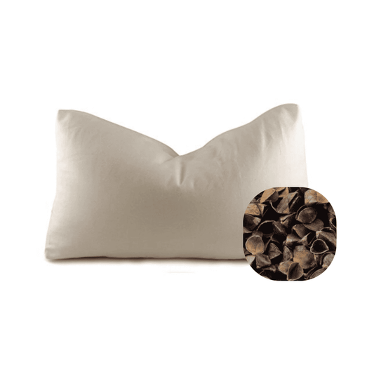 Organic Buckwheat Hulls Pillow - in organic cotton case