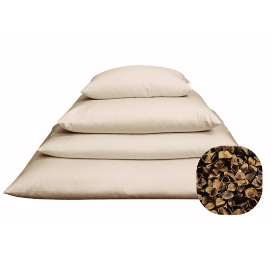 Organic Buckwheat Hulls Pillow - in organic cotton case