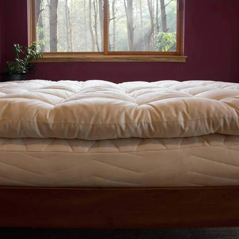 Organic Quilted Wool Mattress Topper Mattress Twin / Deep Sleep Topper - SHOO-FOO, comfort of natural fibers