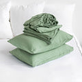 Pure European Linen Bed Sheets Set | Choice of Colors & Depth Linen Sheets Sets Twin / Regular (10 in - 25 cm) / Matcha Green - SHOO-FOO, comfort of natural fibers