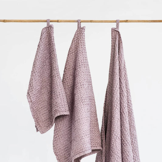 Flax Linen Wafle Bath Towel Set (3-pcs)  | Woodrose
