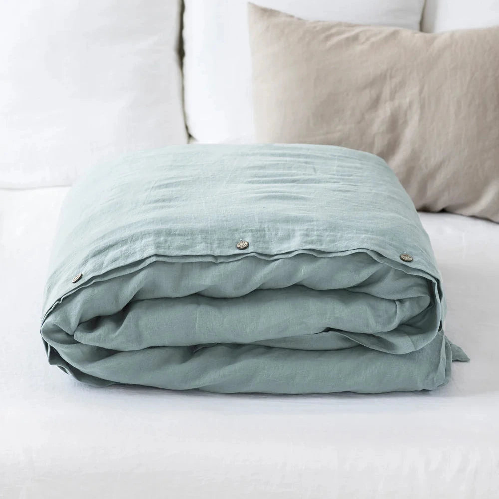 Pure European Linen Duvet Cover | Various Colors Linen Duvet Covers Aloes / Twin - SHOO-FOO, comfort of natural fibers