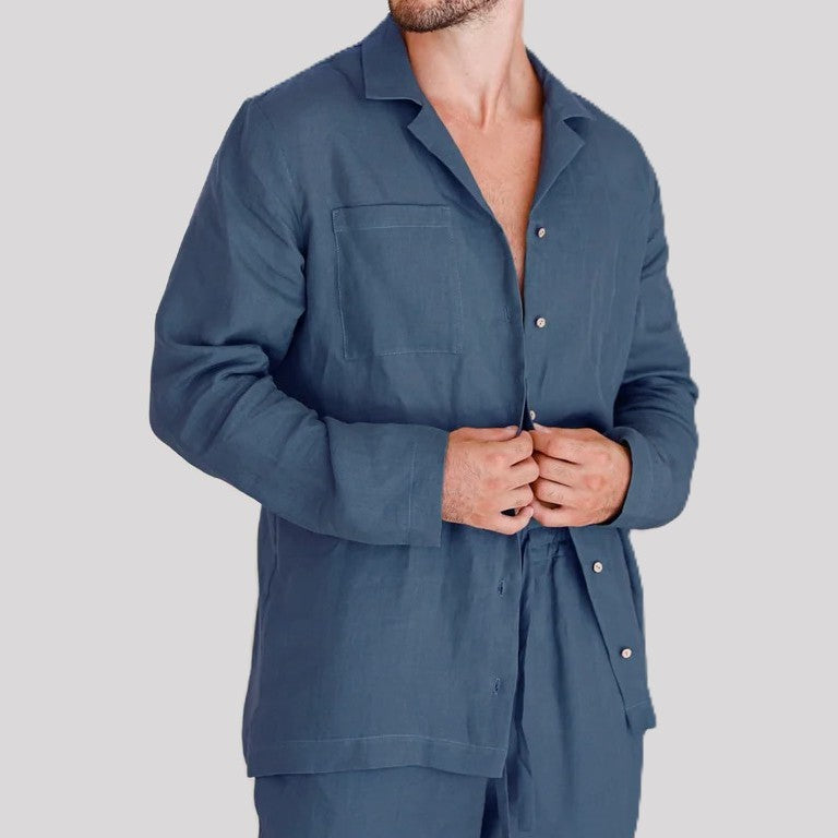 Men's Pure Flax Linen Pajama Set