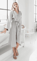 Pure Flax Linen Bathrobe for Women Linen Bathrobes Owl Grey / Small/Medium - SHOO-FOO, comfort of natural fibers
