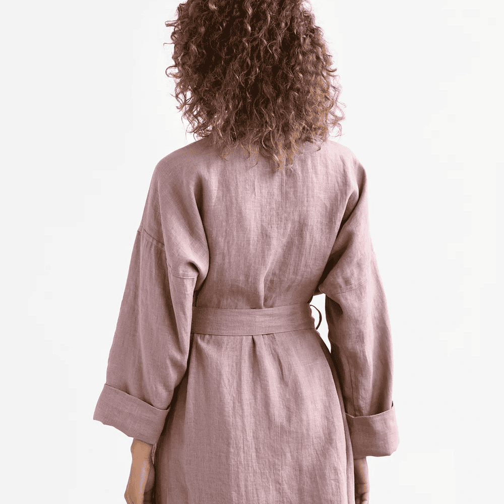 Pure Linen Bathrobe for Women Linen Bathrobes Woodrose / Small/Medium - SHOO-FOO, comfort of natural fibers