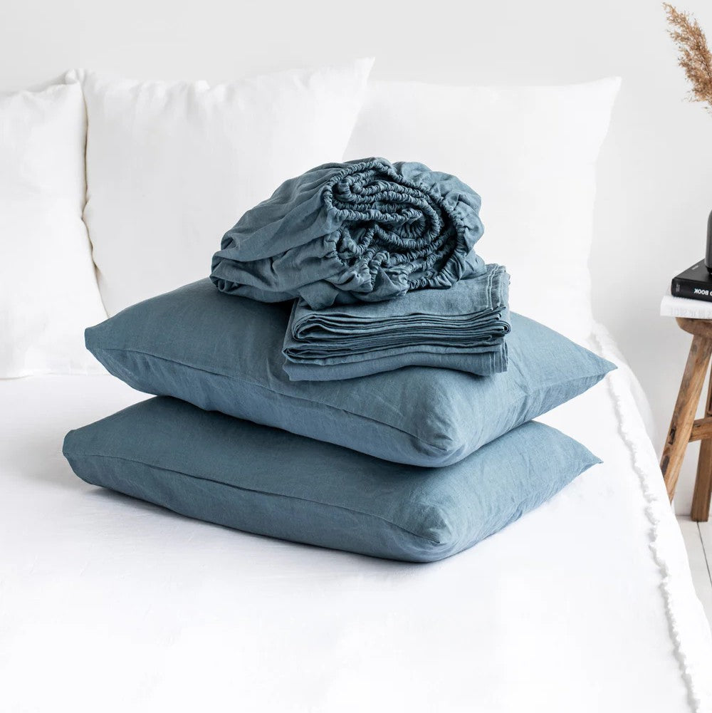 Pure European Linen Bed Sheets Set | Choice of Colors & Depth