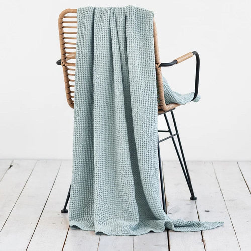 Flax Linen Waffle Throw - Various Colors - Everyday Comfort Linen Blankets Aloes - SHOO-FOO, comfort of natural fibers