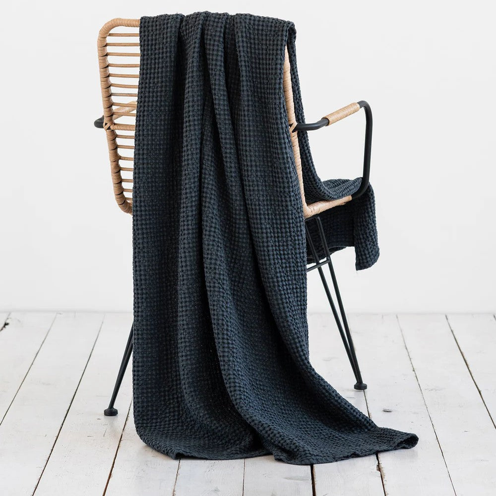 Flax Linen Waffle Throw | Various Colors | Everyday Comfort