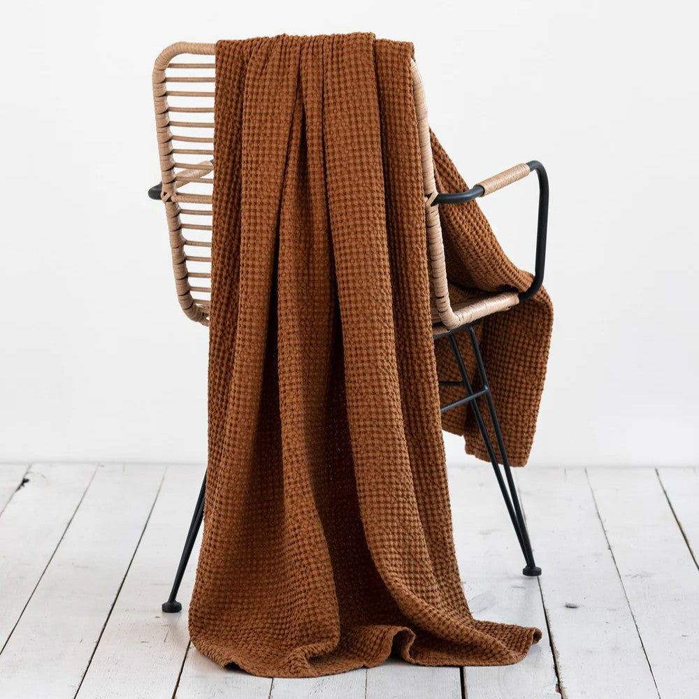 Flax Linen Waffle Throw | Various Colors | Everyday Comfort