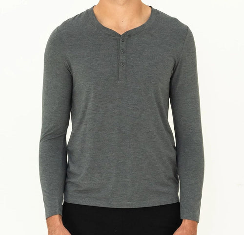 Bamboo Long Sleeve Tee for Men long sleeve tee Charcoal / Small - SHOO-FOO, comfort of natural fibers