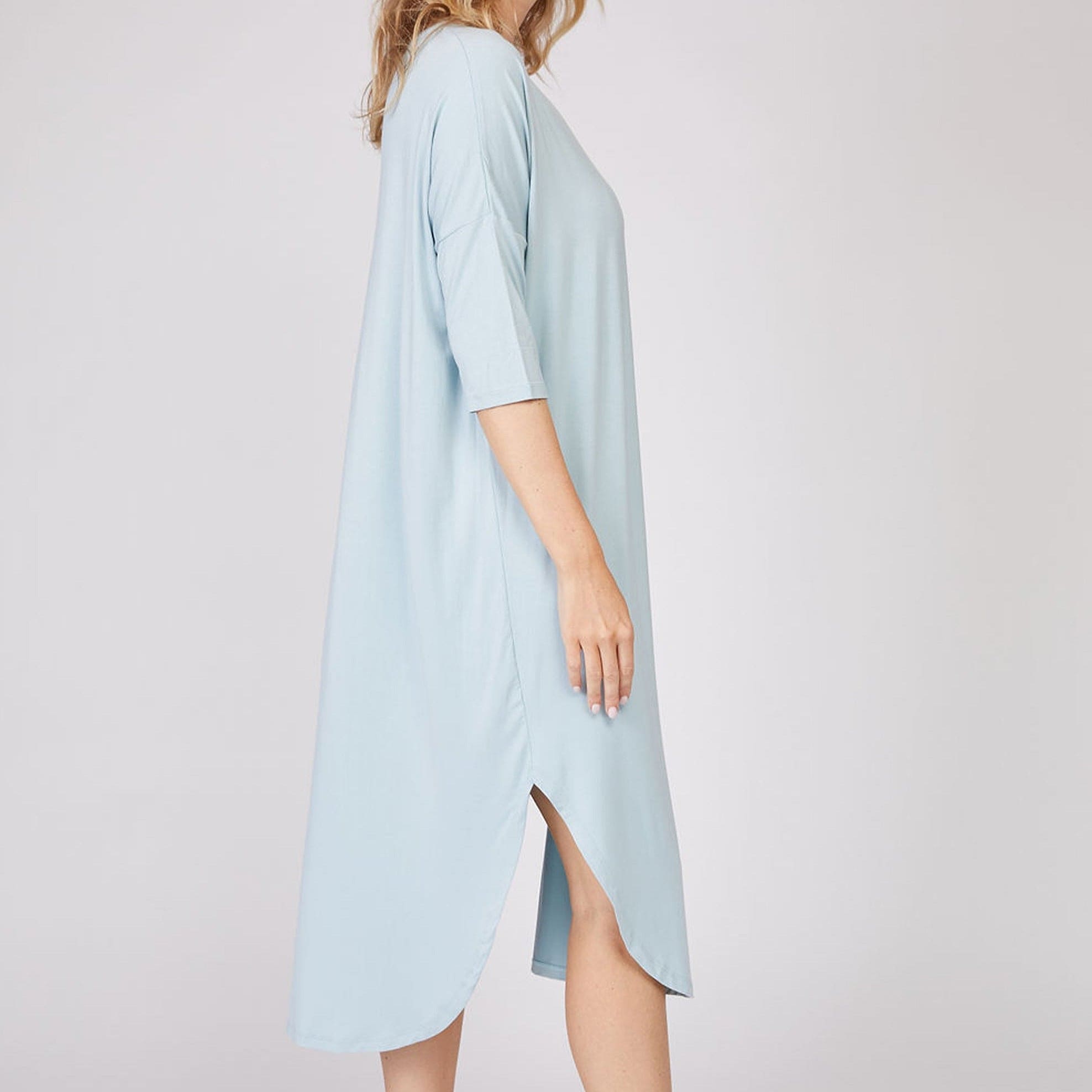 Bamboo 3/4 Sleeve Nightshirt | Elegance and comfort Loungewear Sterling Blue / Small - SHOO-FOO, comfort of natural fibers