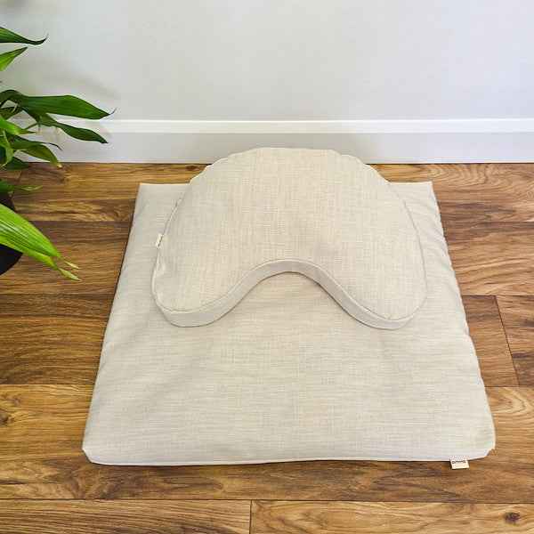 Deluxe Meditation Cushion Set - V-Shape + Zabuton Cushions - Buckwheat Hulls - SHOO-FOO, Eco Home Linens
