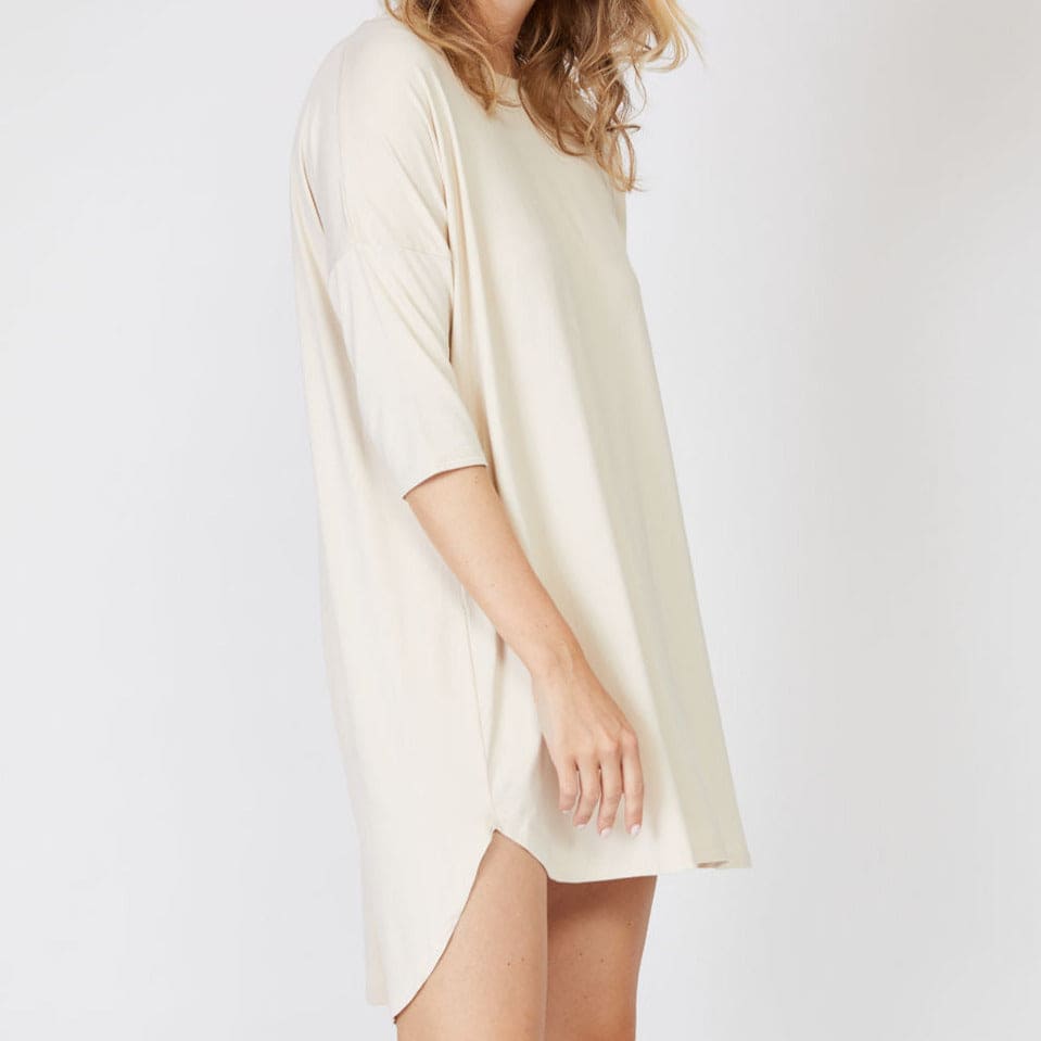Elegant Bamboo 3/4 Sleeve Nightshirt Loungewear Cloud Ivory / Small - SHOO-FOO, comfort of natural fibers