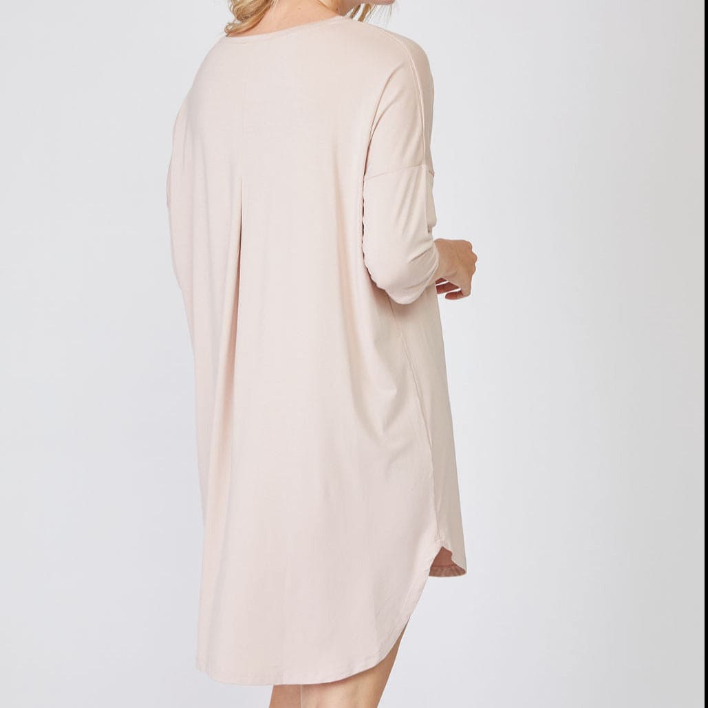 Elegant Bamboo 3/4 Sleeve Nightshirt Loungewear Rose Pink / Small - SHOO-FOO, comfort of natural fibers