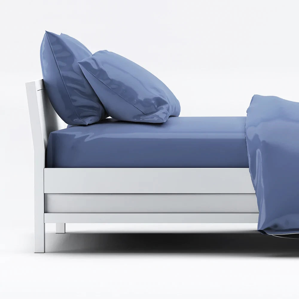 bamboo fitted sheet individual in blue myosotis color