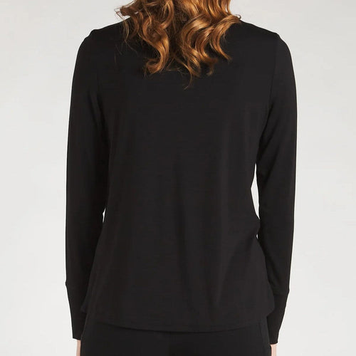 Bamboo Long Sleeve Funnel-Neck Shirt crop top long sleeve shirt Black / Small - SHOO-FOO, comfort of natural fibers