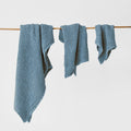 Flax Linen Bath Towels Set (3 pcs) - Various colors Waffle Linen Bath Towels Blueberry - SHOO-FOO, comfort of natural fibers