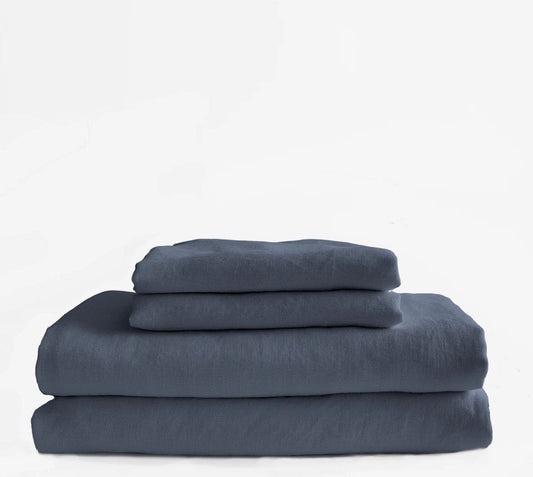 Pure Hemp Linen Sheets Set | 100% Hemp hemp sheets Twin / Blue Night - SHOO-FOO, the softness of bamboo