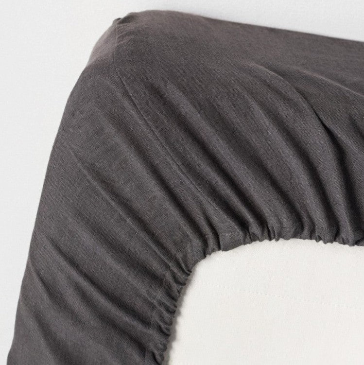 Pure European Linen Fitted Sheet | Charcoal Gray