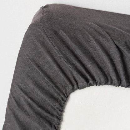 Pure European Linen Fitted Sheet | Charcoal Gray