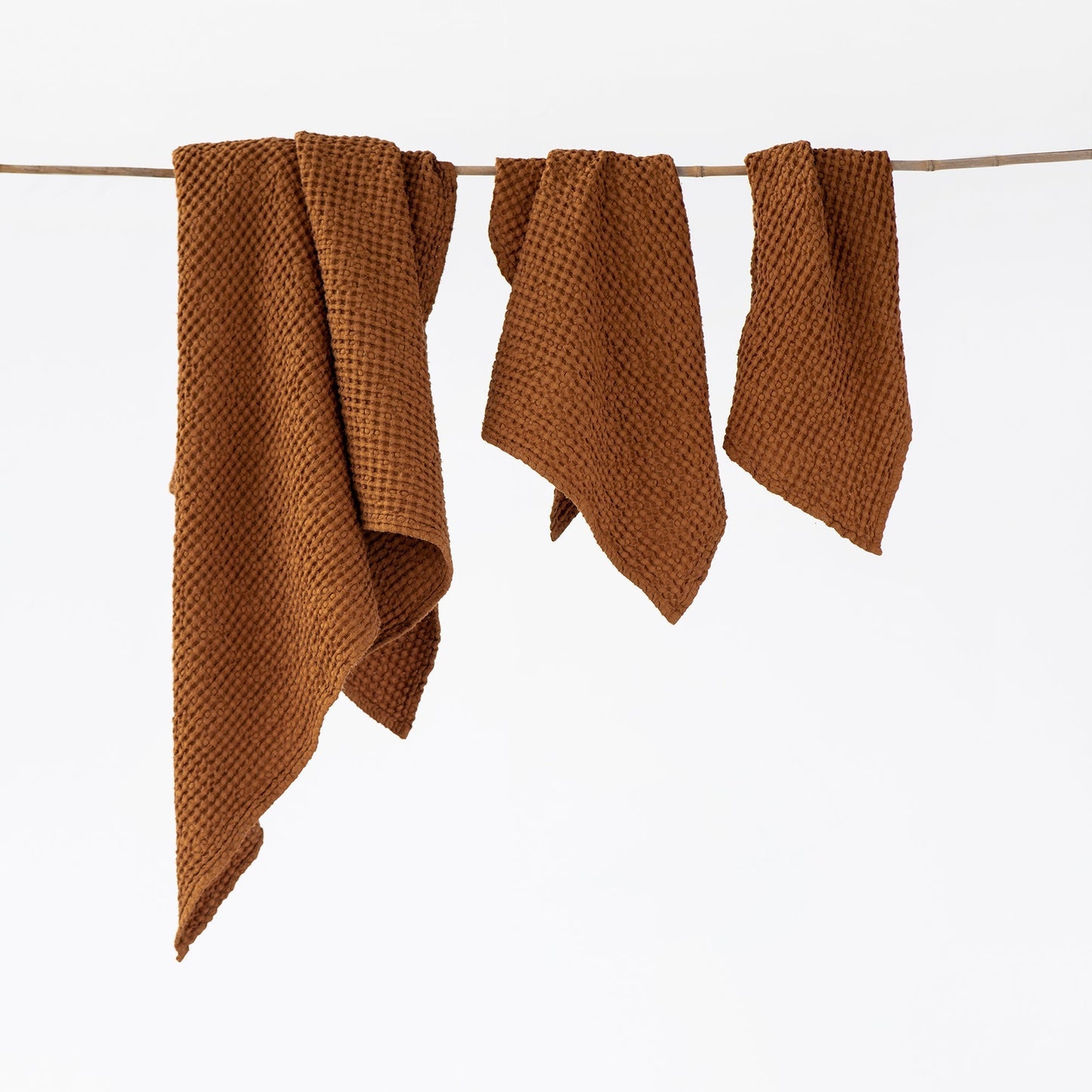 Flax Linen Waffle Towel Set (3 pcs) | Various colors