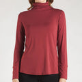 Bamboo Funnel-Neck Long Sleeve Shirt crop top long sleeve shirt Cinnamon / Small - SHOO-FOO, comfort of natural fibers