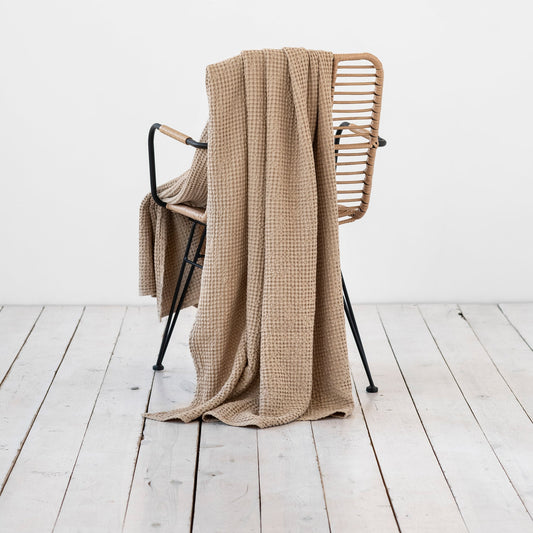 beige linen throw blanket soft sustainable