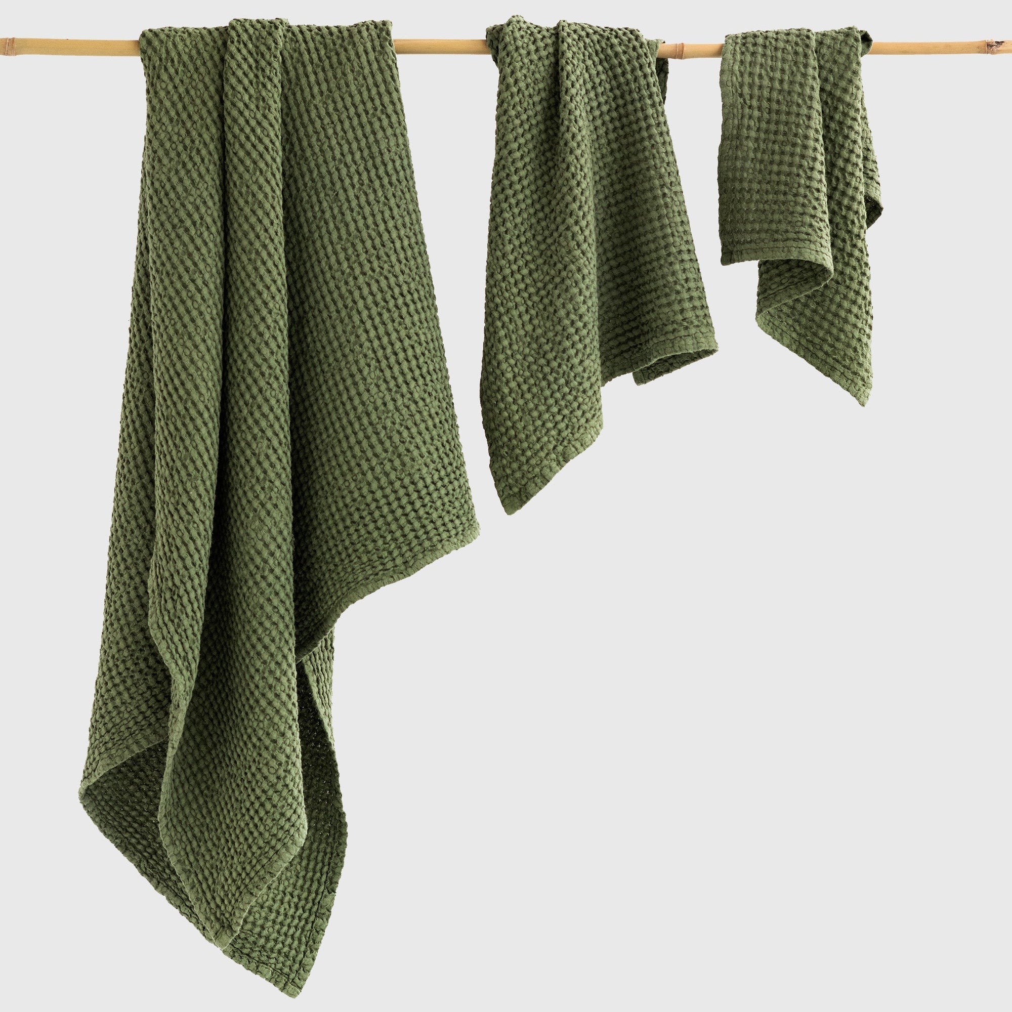 Flax Linen Waffle Towel Set (3 pcs) | Various colors