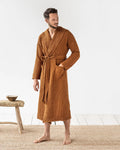 Men's Waffle Flax Linen Hooded Robe | Soft and Lightweight