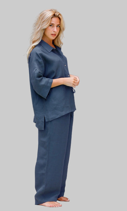 Pure Flax Linen Women Pajama Set