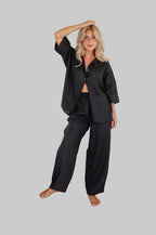 Pure Flax Linen Pajama Set - Breathable - Durable Linen Bathrobes Charcoal / X-Small - SHOO-FOO, comfort of natural fibers