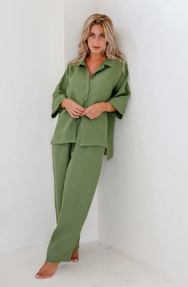 Pure Flax Linen Women Pajama Set