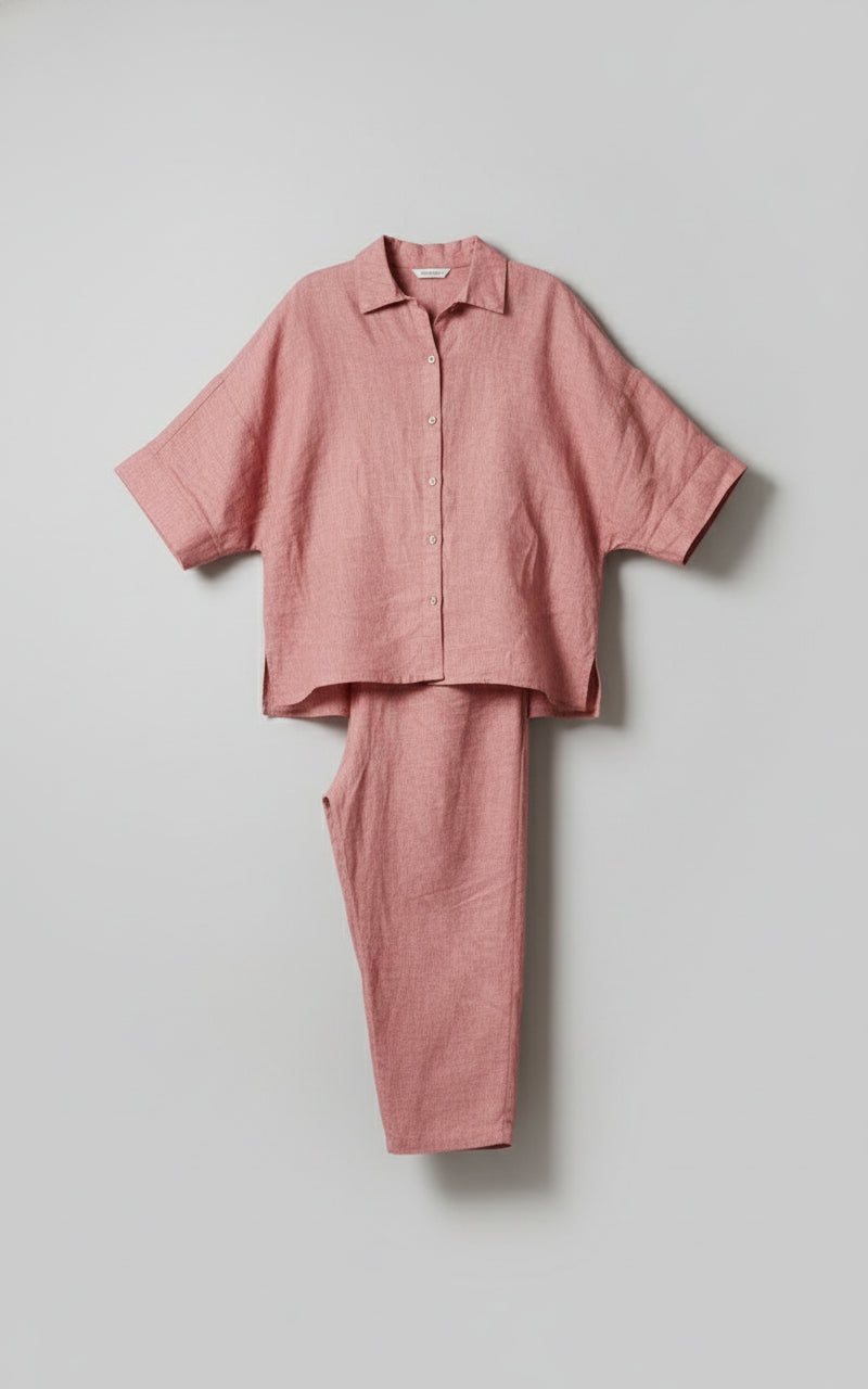 eco-friendly linen pajamas for women in pink