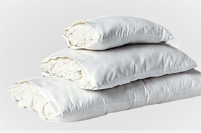 Natural Organic Shredded Lamb Wool Bed Pillows - "Woolly Down" Bed Pillows King - SHOO-FOO, comfort of natural fibers