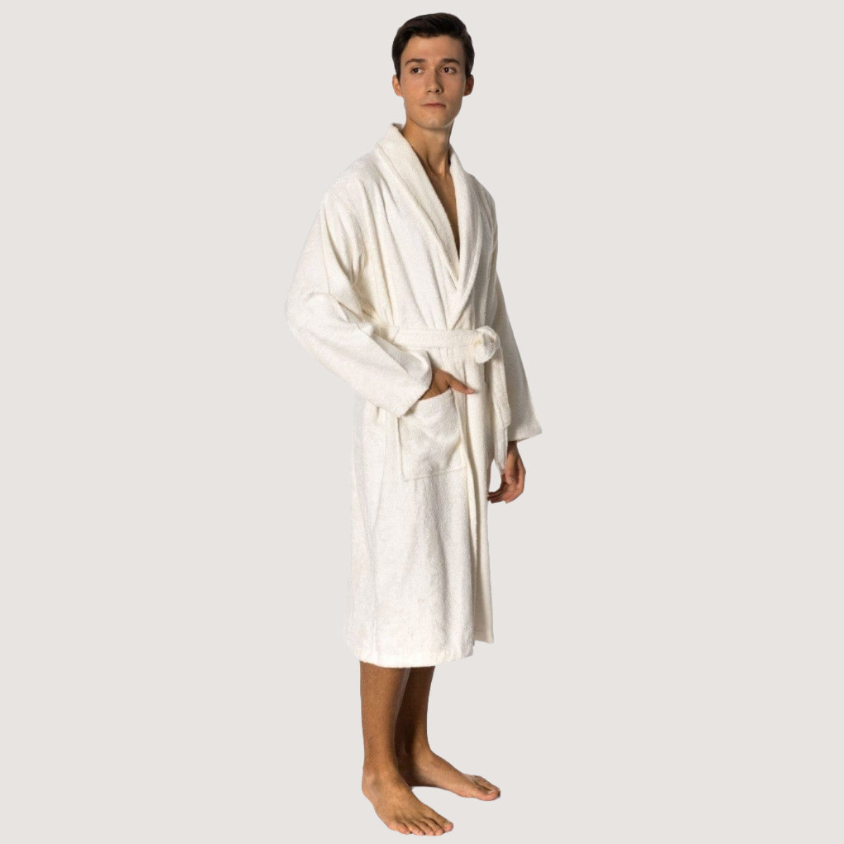 Luxurious Unisex Bamboo Bathrobe with Turkish Cotton for Her, Him, They Bamboo Bathrobes Cream / Small - SHOO-FOO, comfort of natural fibers